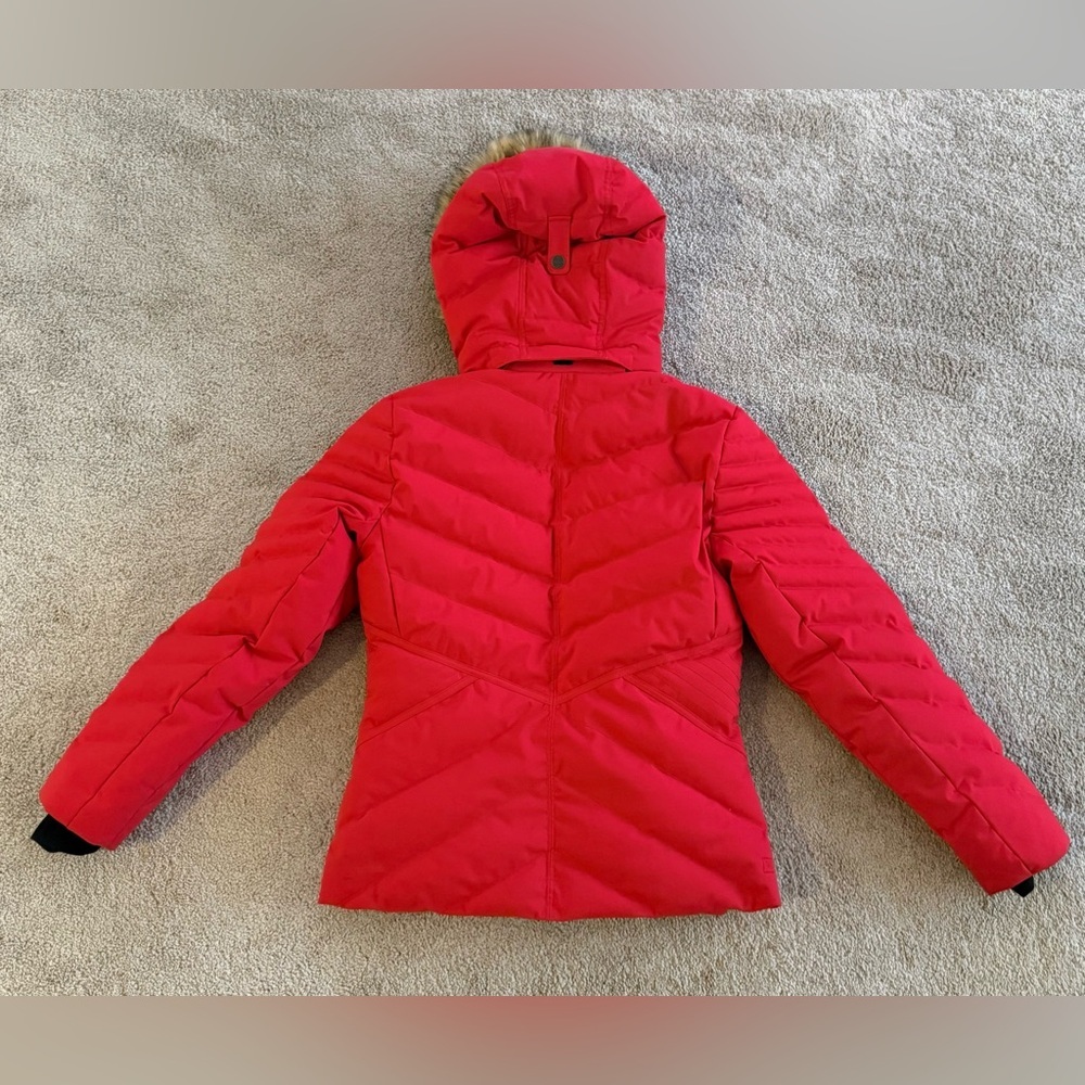 NILS Red Quilted Ski Jacket Fur Hood Waterproof Womens Winter Coat Size 8 - Picture 3 of 9